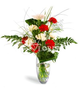 carnations and chrysanthemum in a vase